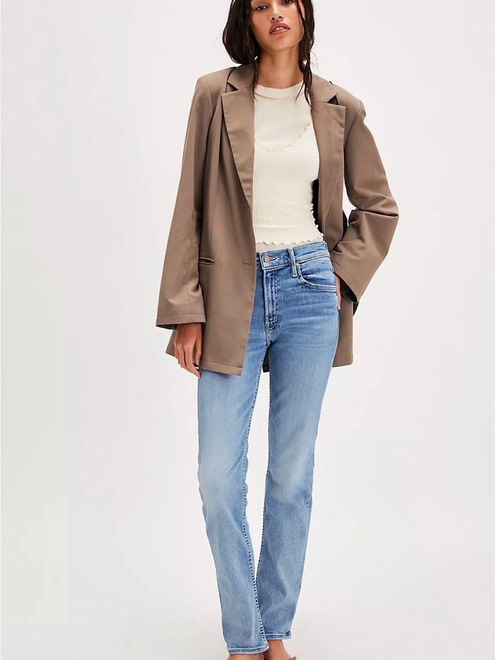 MOTHER Straight Leg Jeans in Light Blue Wash